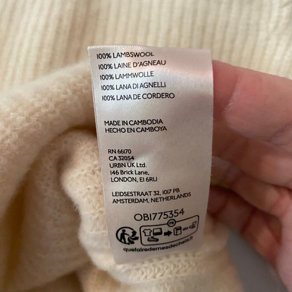 Maeve Cream Knit High Neck Sleeveless Sweater Top Minimalist Lambswool Small - Picture 9 of 10
